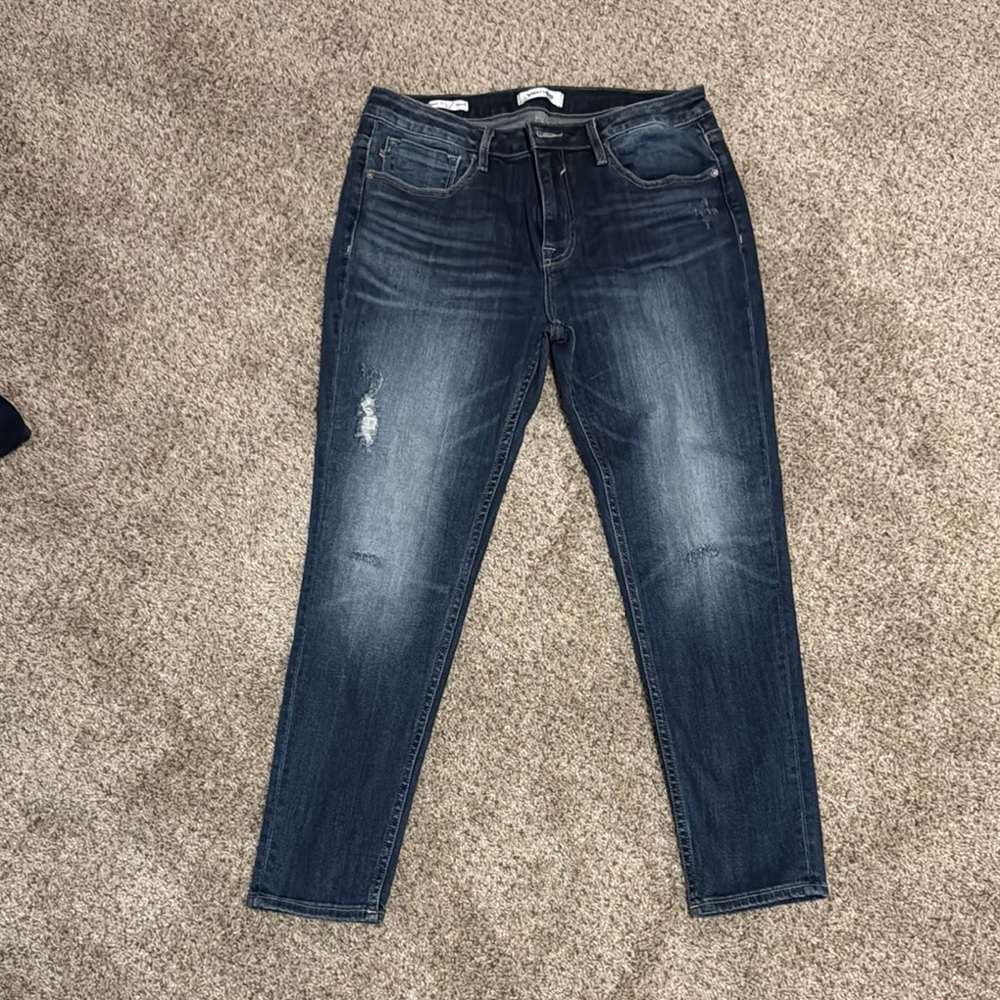 Vigoss Blue Skinny Jeans Distressed Faded Whiskering